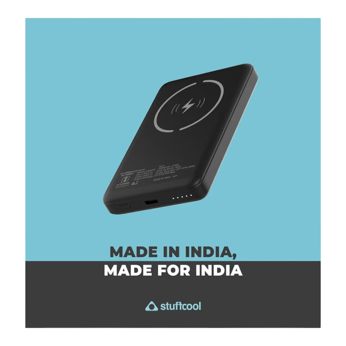 Stuffcool Alum Magnetic Wireless Power Bank 10000mAh