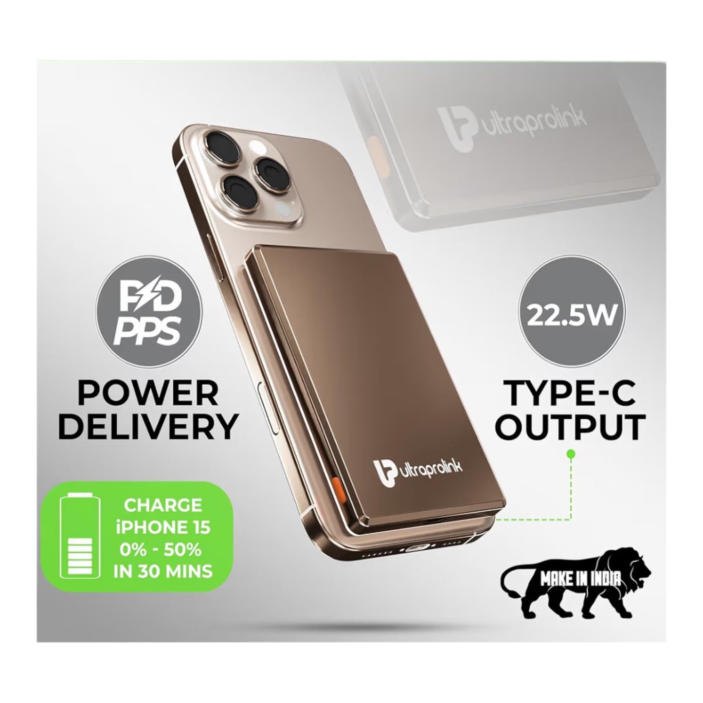 UltraProlink 5000mAh Slimmest Wireless Magnetic Mag-Safe Power Bank