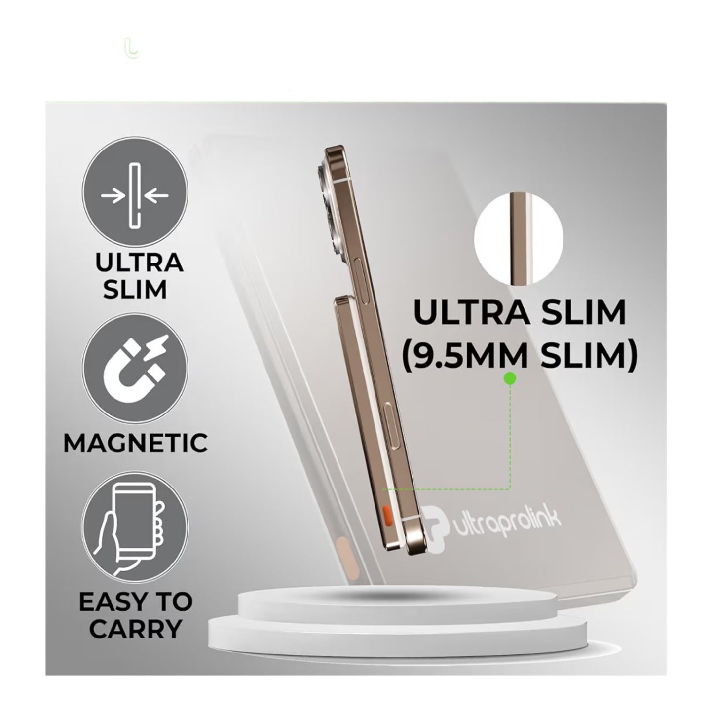 UltraProlink 5000mAh Slimmest Wireless Magnetic Mag-Safe Power Bank