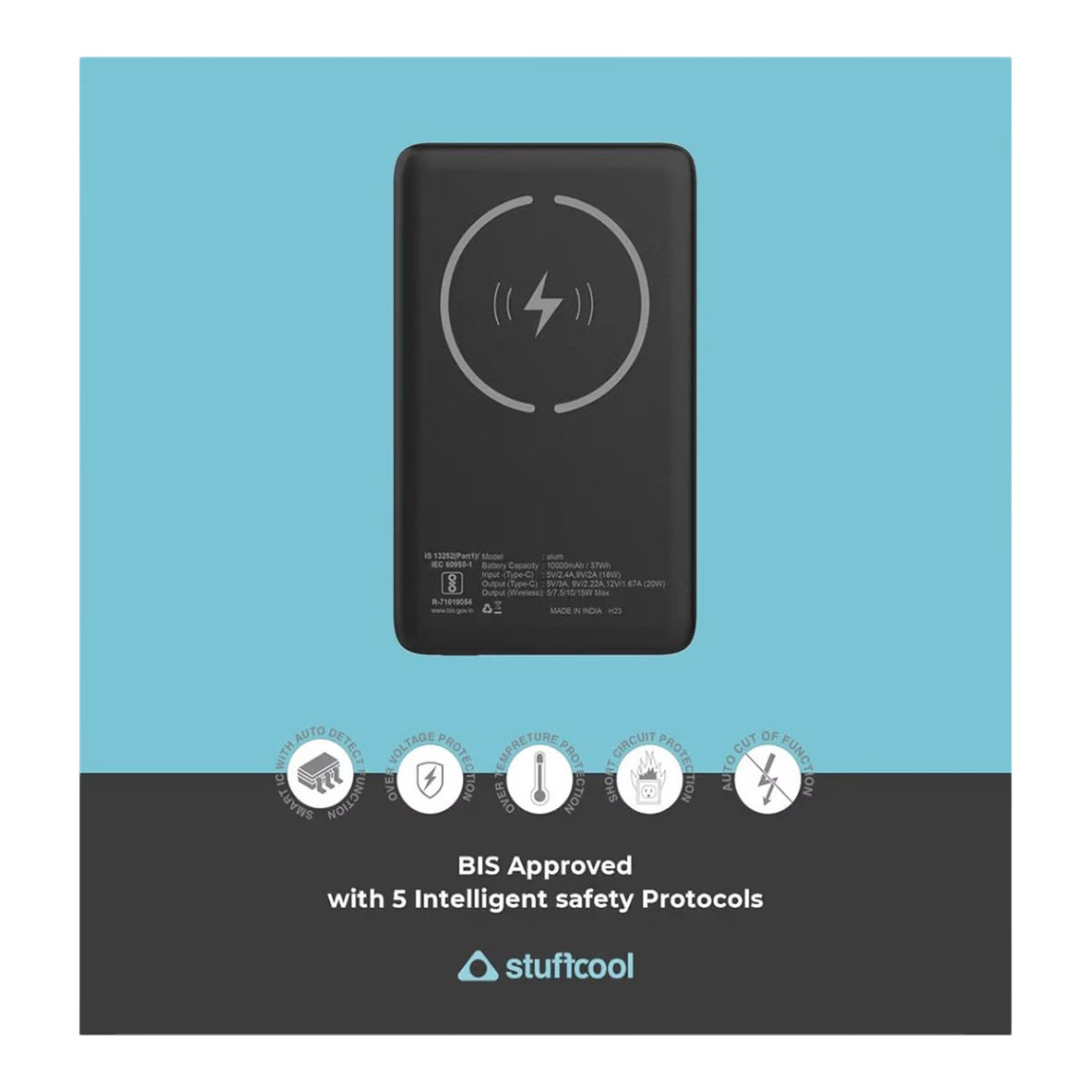 Stuffcool Alum Magnetic Wireless Power Bank 10000mAh