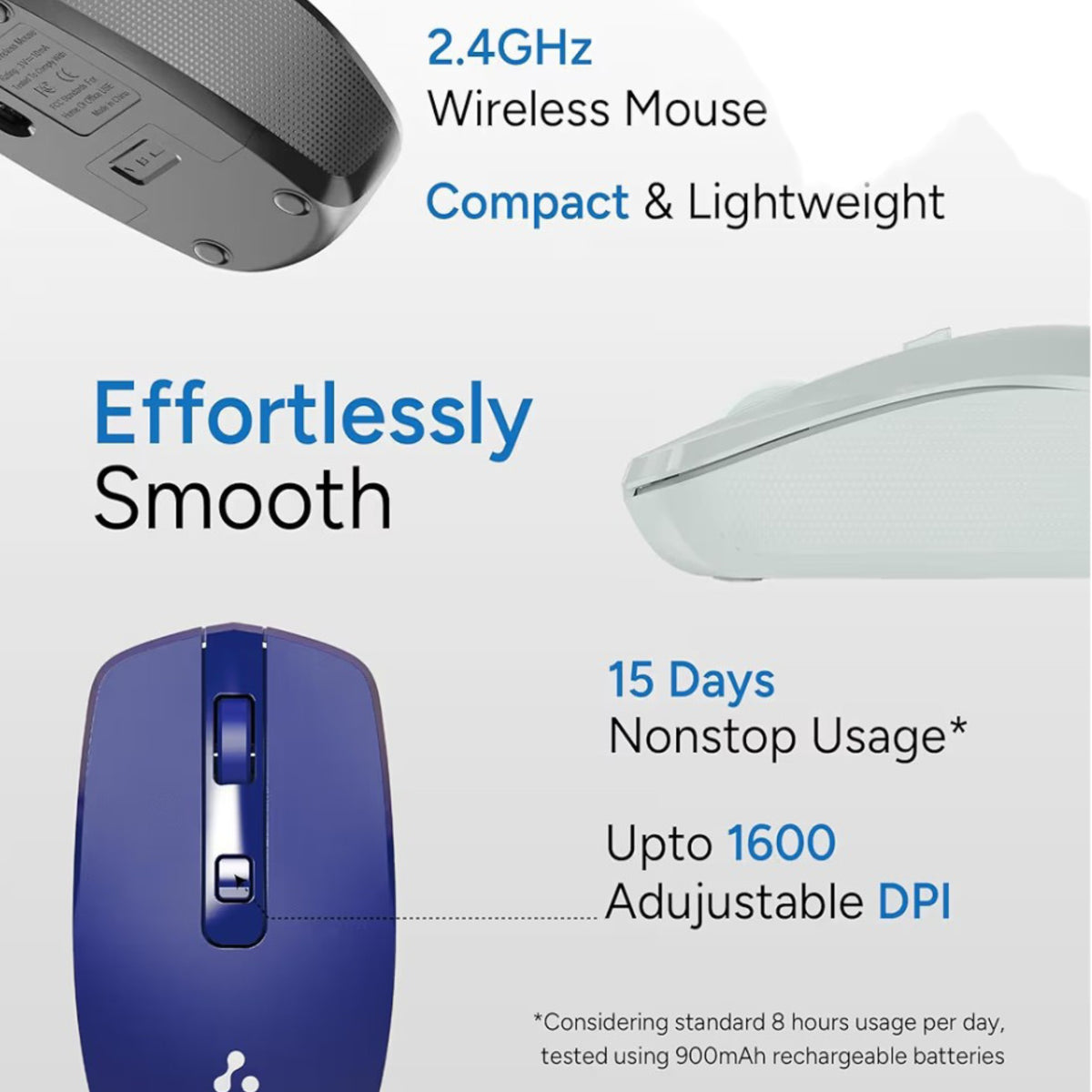 2.4GHz Wireless Mouse – Silent Click, Adjustable DPI & USB Receiver