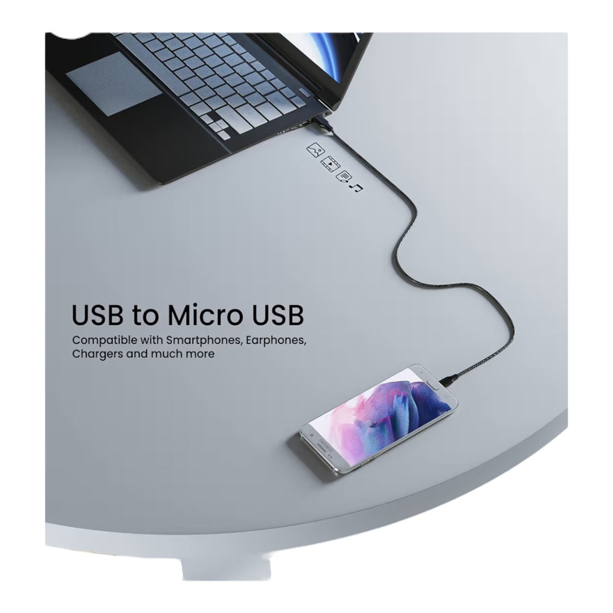 Ambrane USB-A to Micro USB Braided Fast Charging Cable