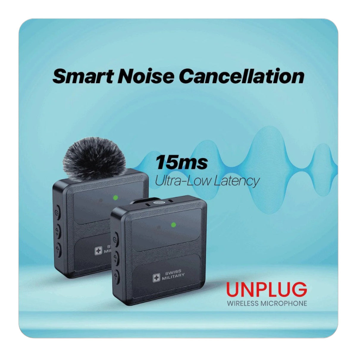 Swiss Military Unplug Wireless Lavalier Microphone Type-C | Noise Cancellation | 2.4GHz